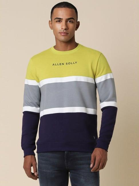 allen solly sport multicolored cotton regular fit colour block sweatshirt