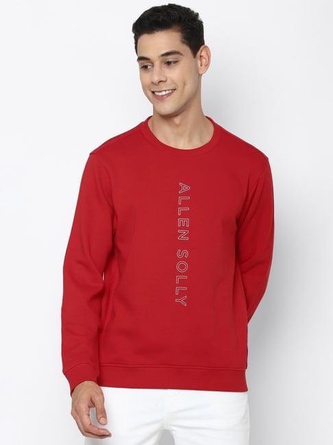 allen solly sport red cotton regular fit printed sweatshirt