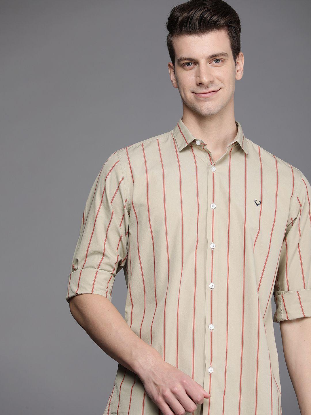 allen solly sport regular fit striped pure cotton casual shirt