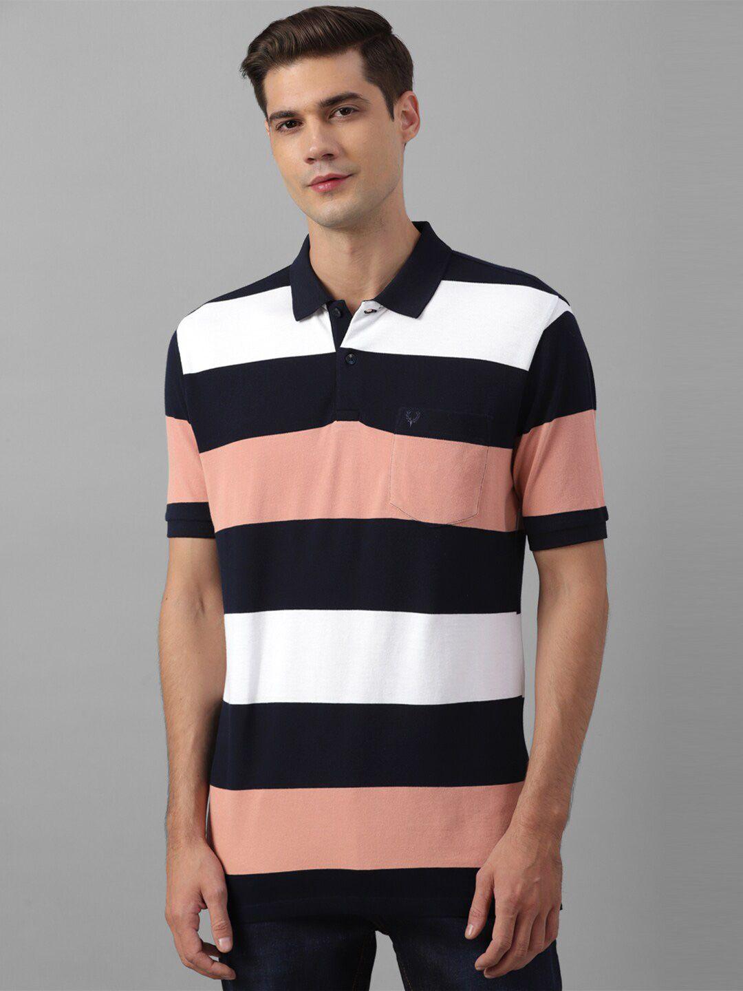 allen solly striped polo collar cotton t-shirt