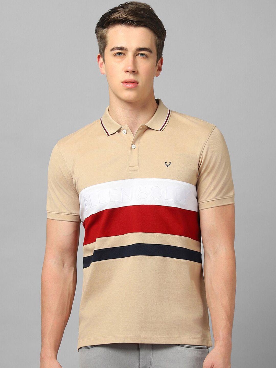 allen solly striped polo collar pure cotton t-shirt