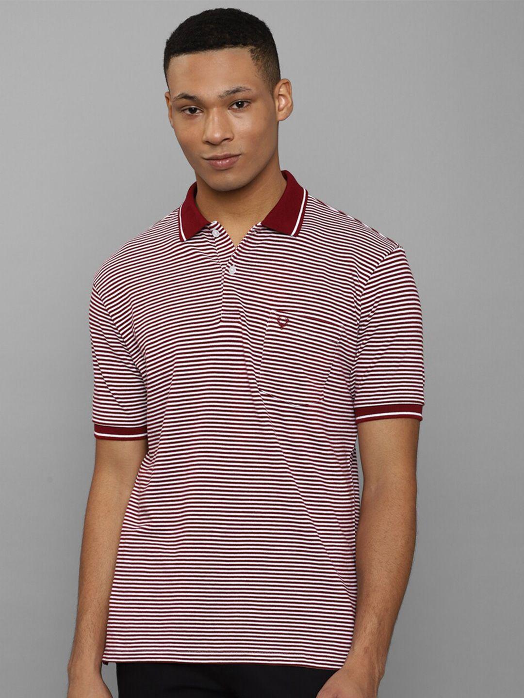 allen solly striped polo collar short sleeve pockets cotton regular t-shirt