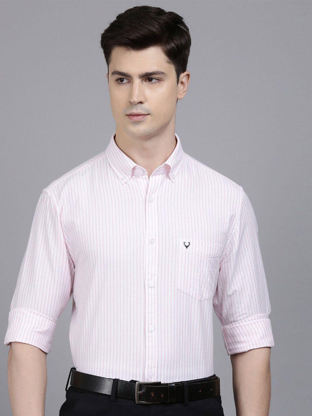 allen solly striped slim fit opaque pure cotton formal shirt