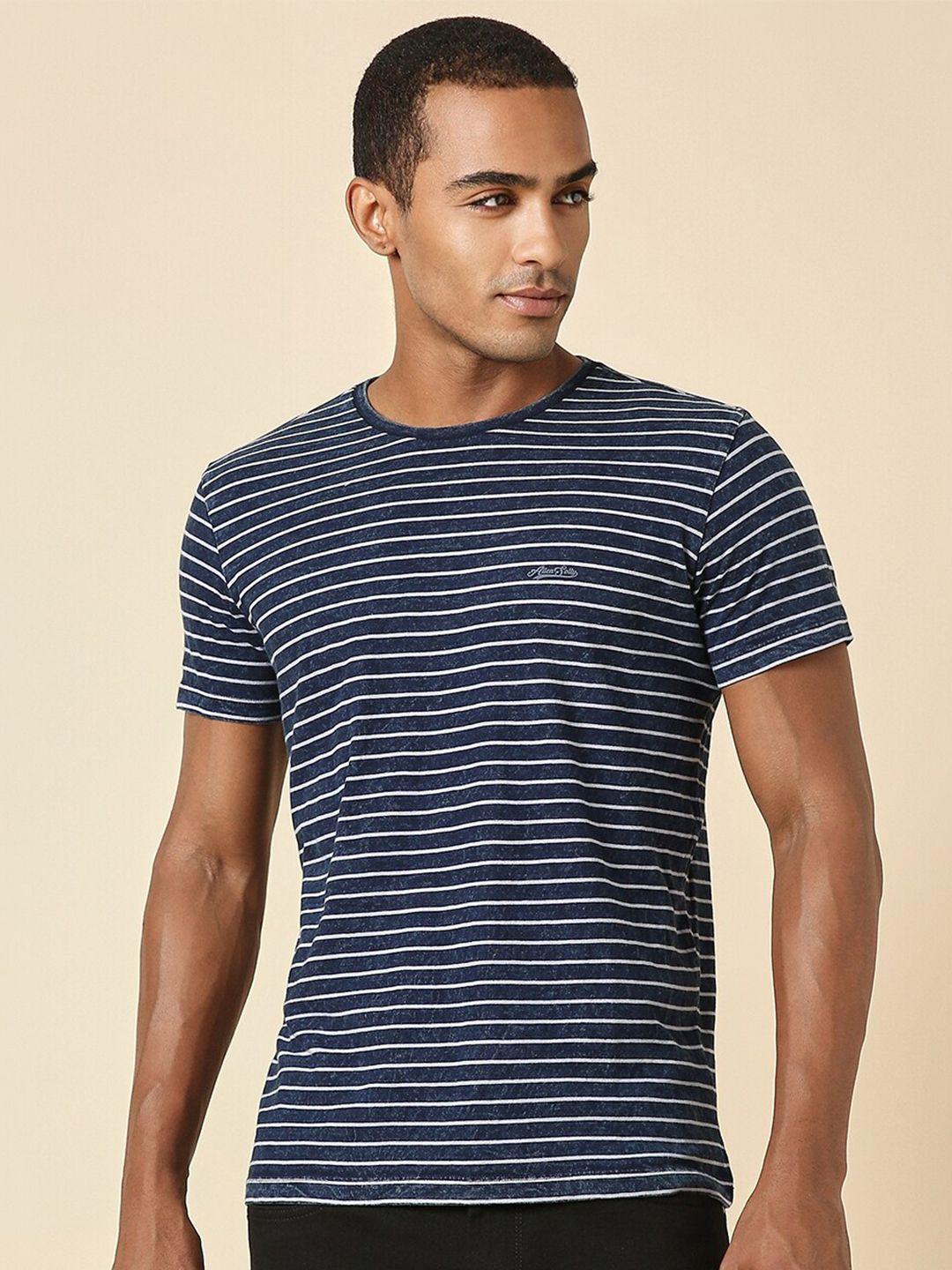 allen solly striped slim fit pure cotton t-shirt