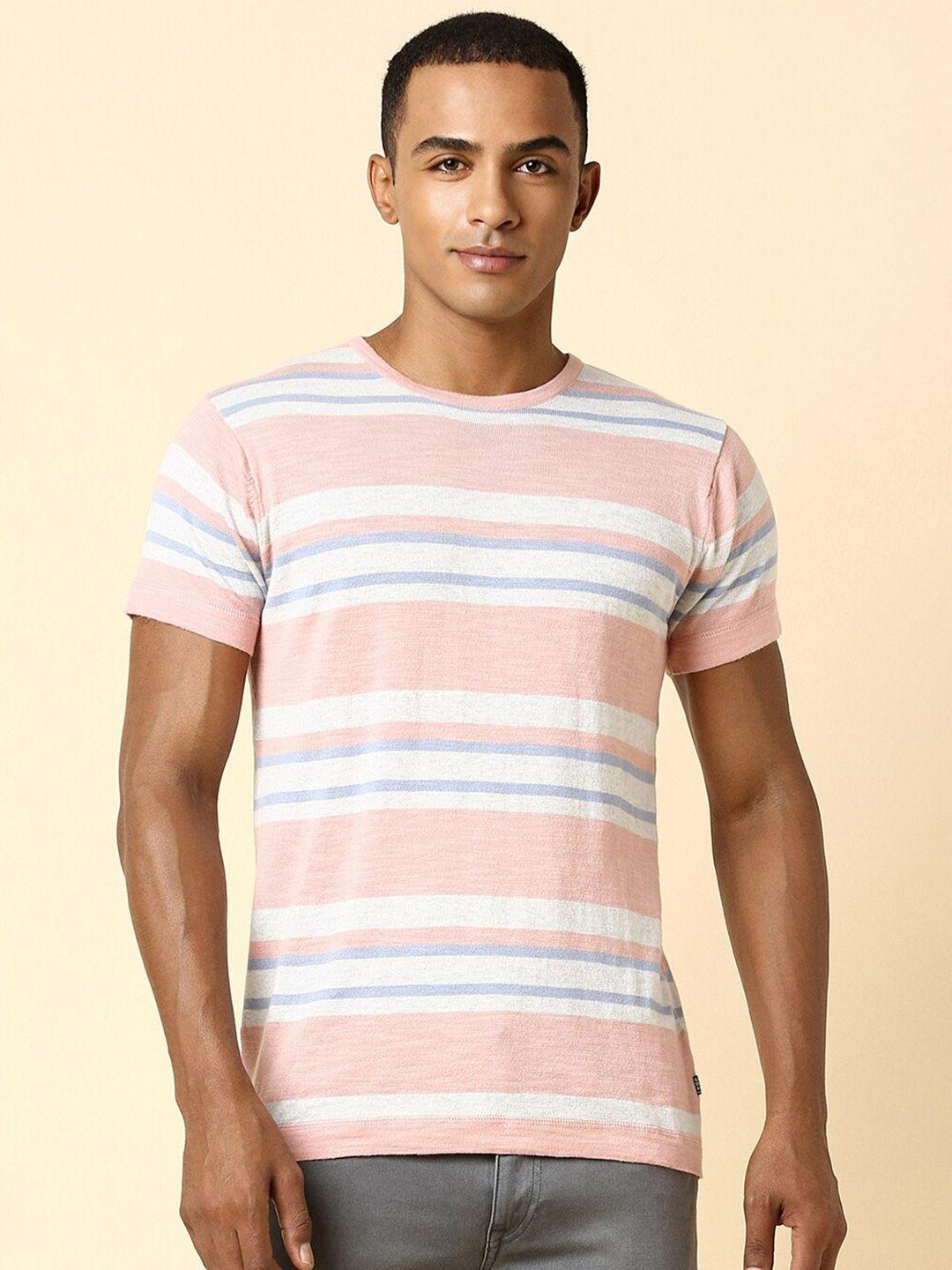 allen solly striped slim fit pure cotton t-shirt