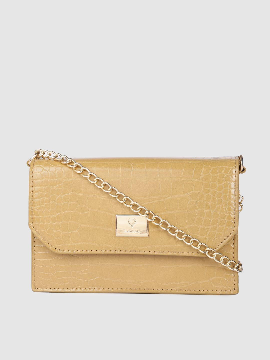 allen solly taupe textured sling bag