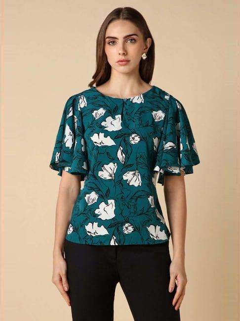 allen solly teal green printed top