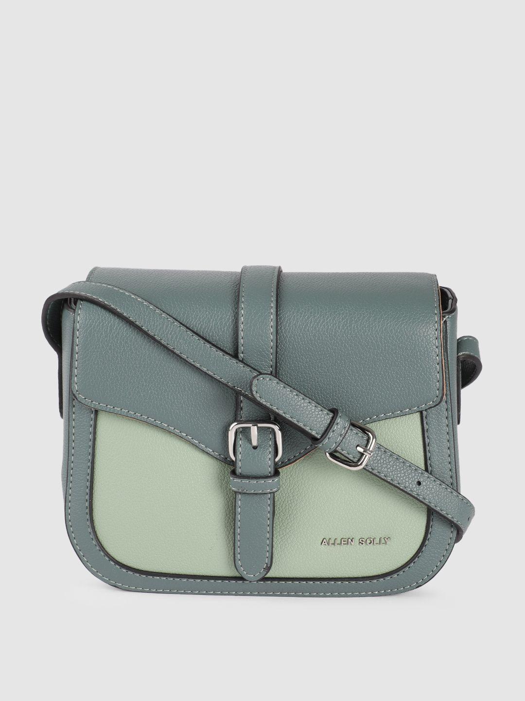 allen solly teal pu half moon sling bag