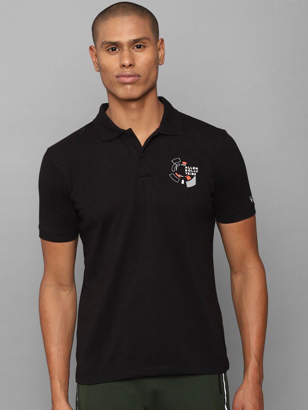 allen solly tribe men black polo collar cotton t-shirt