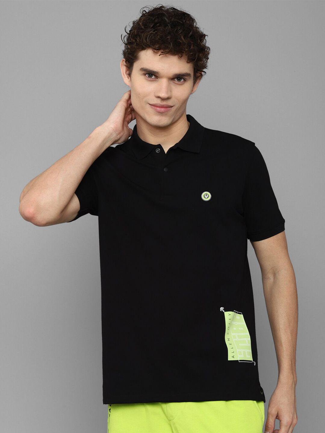 allen solly tribe men black polo collar t-shirt