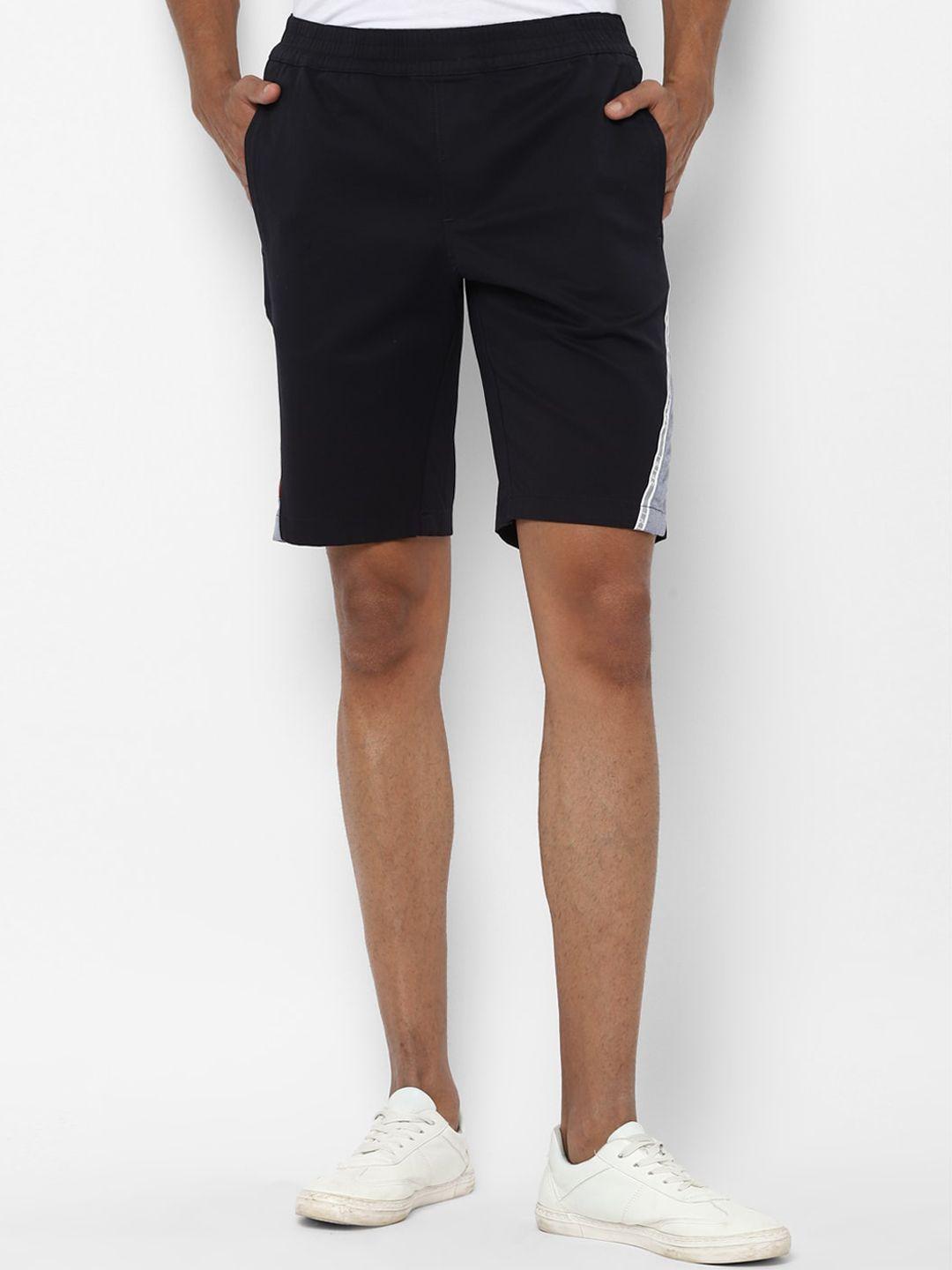 allen solly tribe men black solid slim fit regular shorts