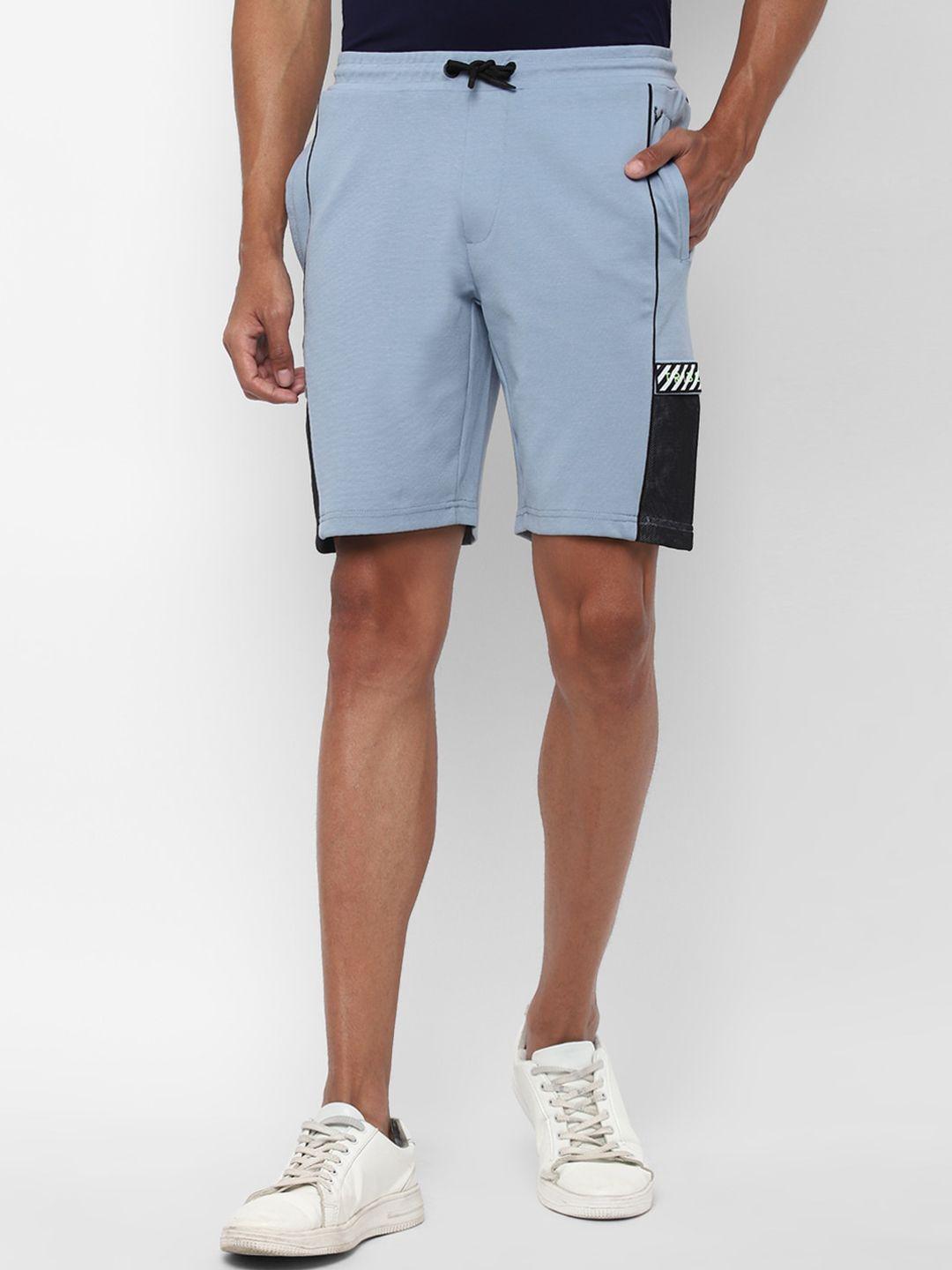 allen solly tribe men blue solid cotton slim fit shorts