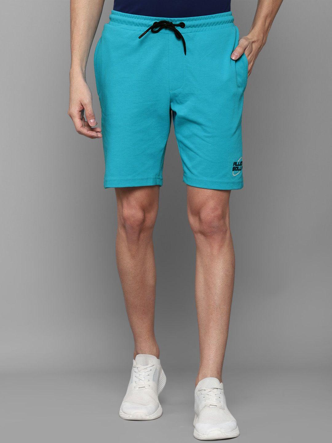 allen solly tribe men blue solid cotton slim fit shorts