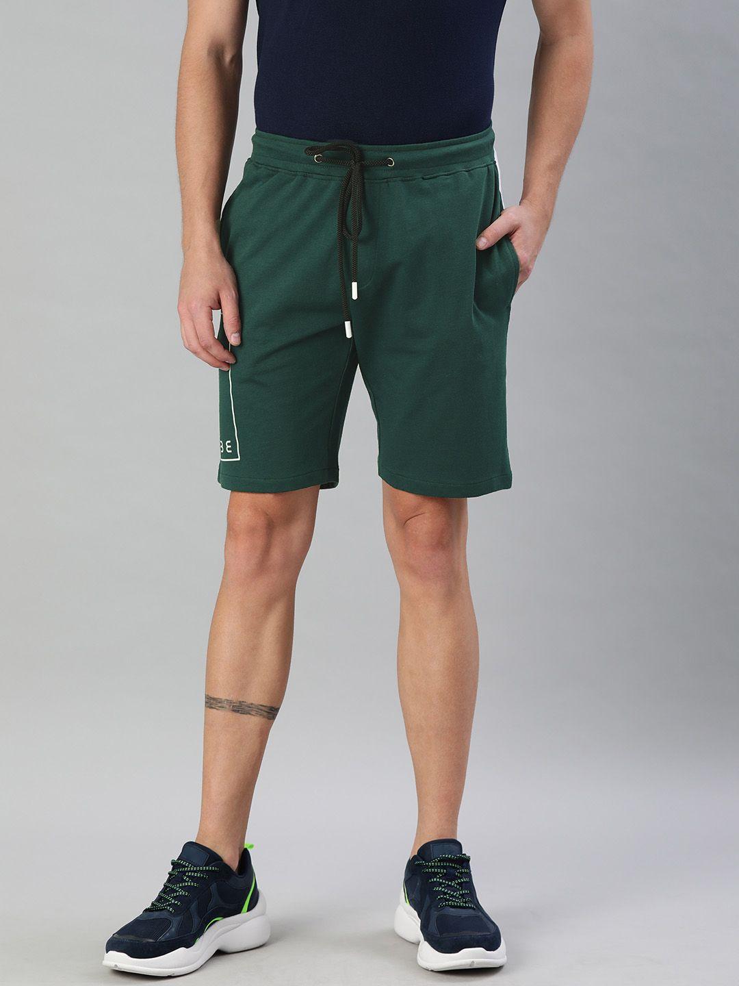 allen solly tribe men dark green solid regular fit shorts