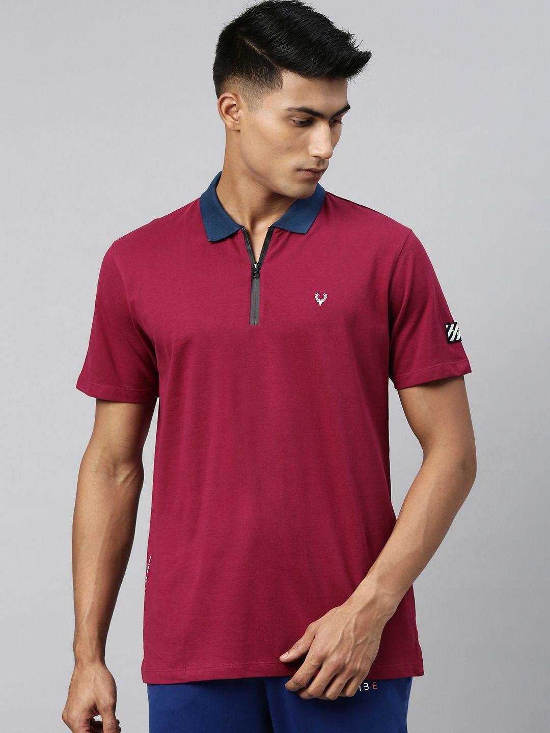 allen solly tribe men maroon solid polo collar t-shirt