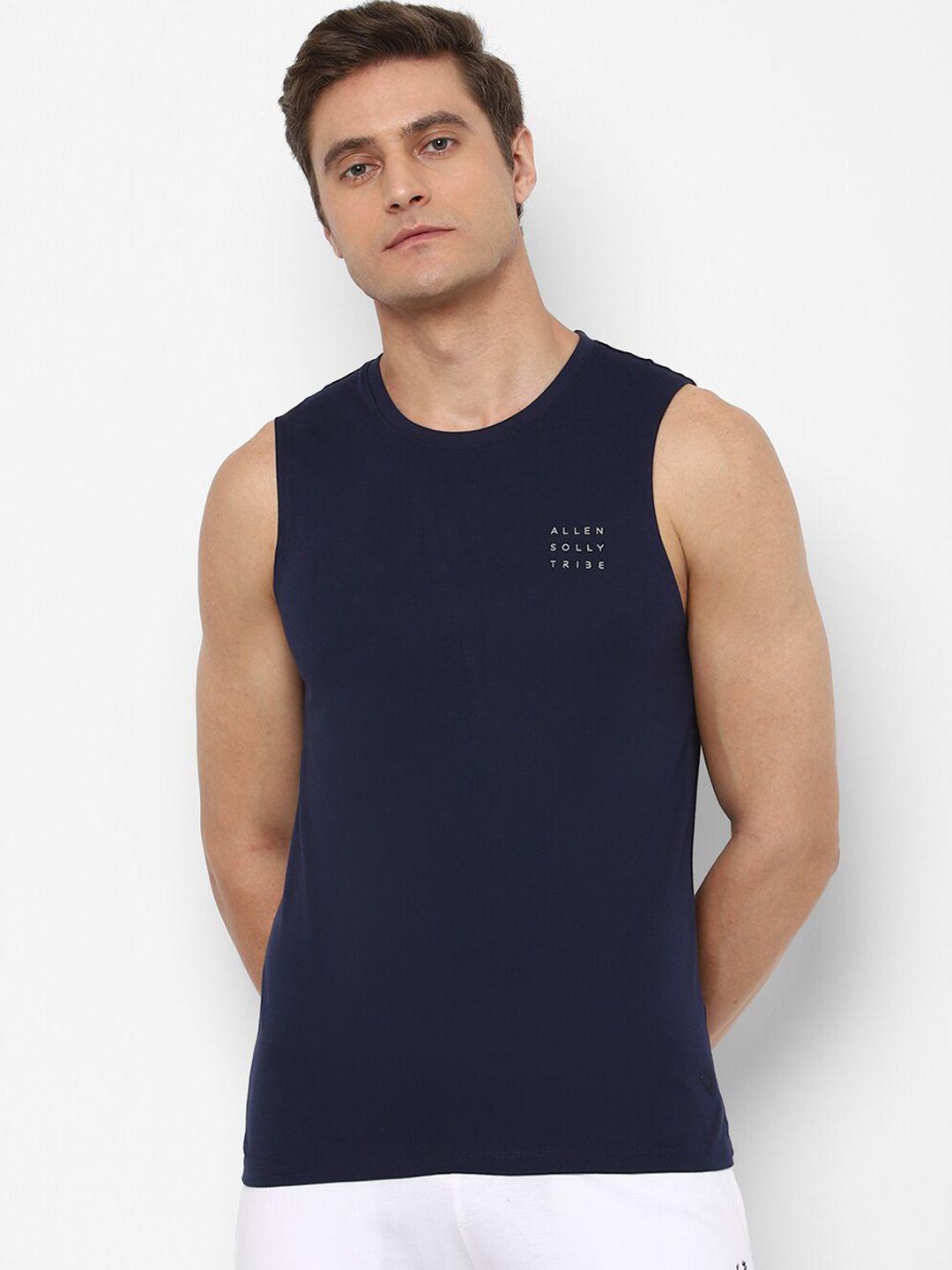 allen solly tribe men navy blue printed innerwear vests