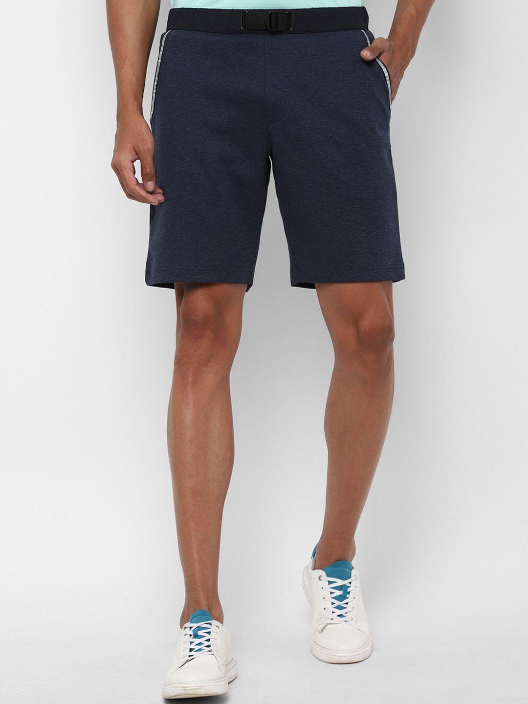 allen solly tribe men navy blue slim fit sports shorts