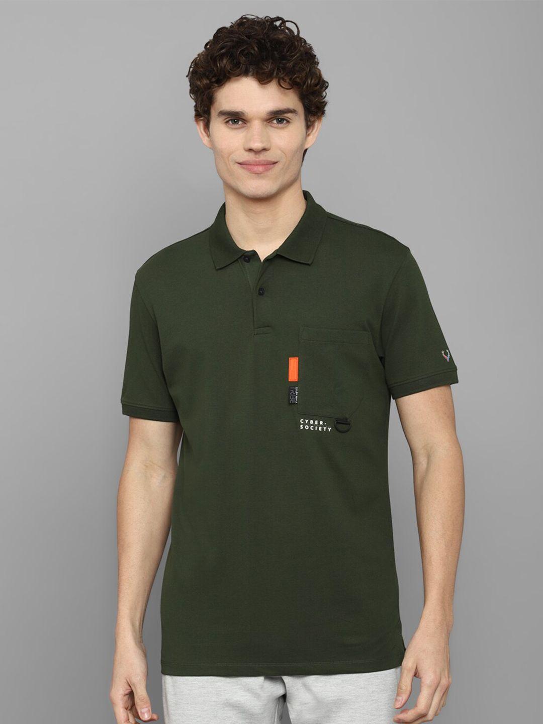 allen solly tribe men olive green polo collar t-shirt