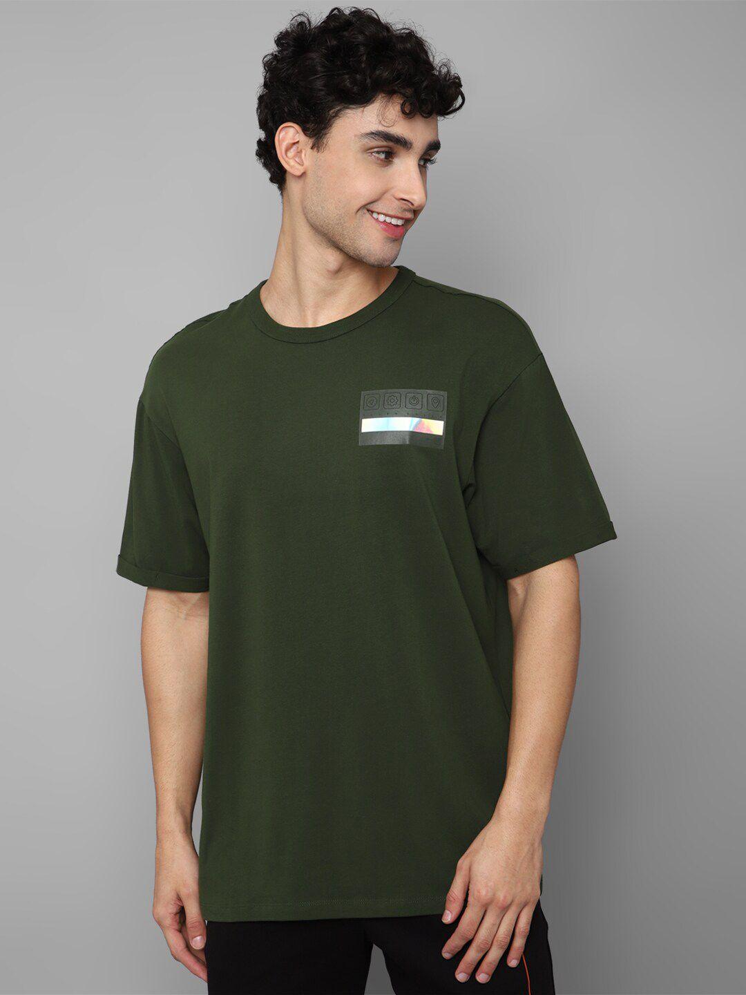 allen solly tribe men olive green printed t-shirt