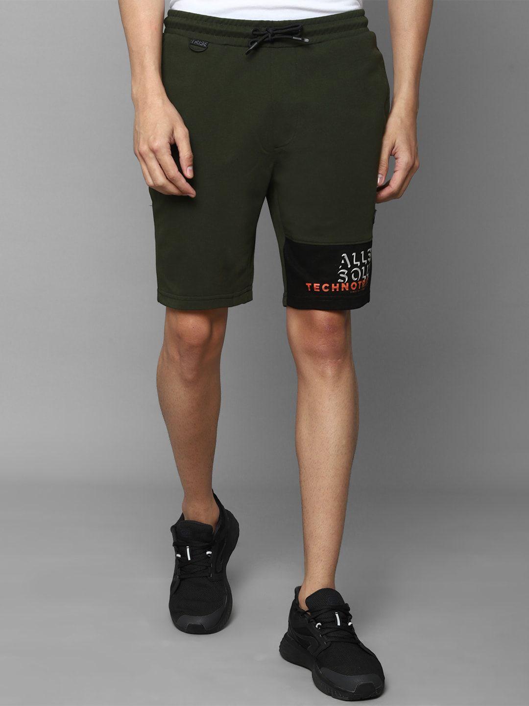 allen solly tribe men olive green slim fit shorts