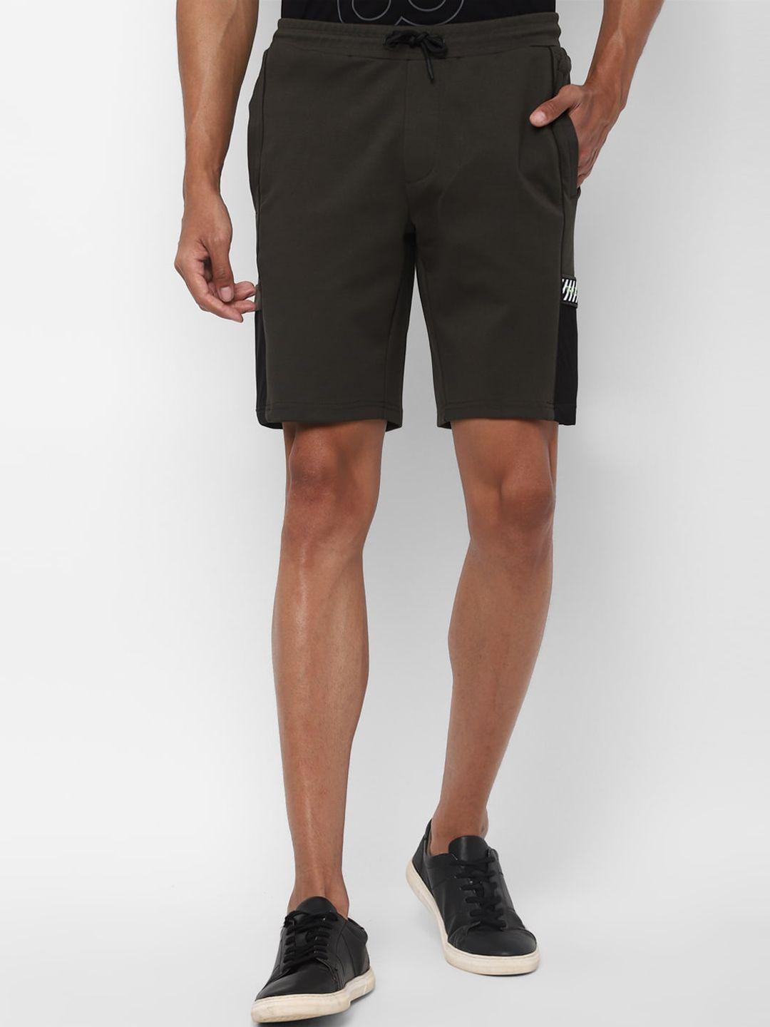 allen solly tribe men olive green slim fit sports shorts