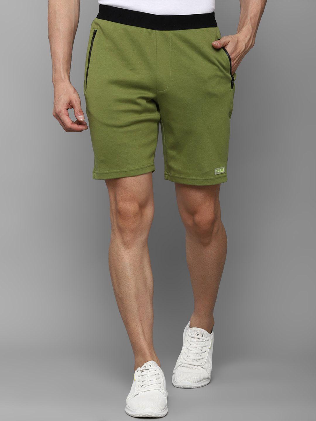 allen solly tribe men olive green slim fit sports shorts