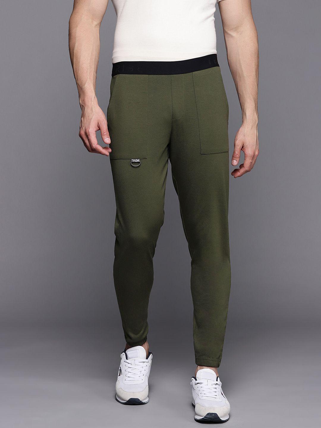 allen solly tribe men olive green solid joggers