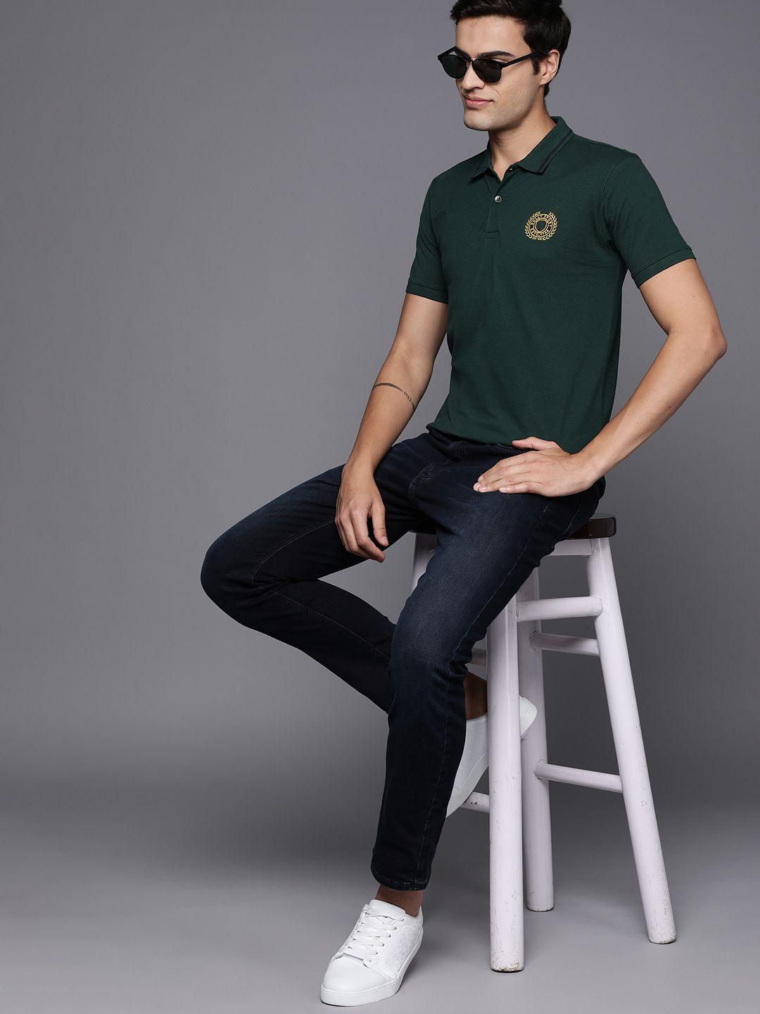 allen solly tribe men polo collar applique t-shirt