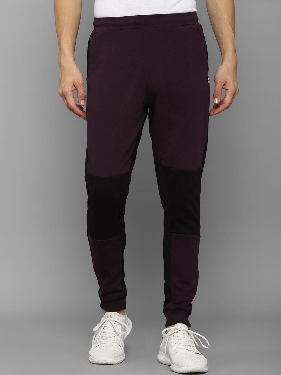 allen solly tribe men purple & black solid cotton joggers