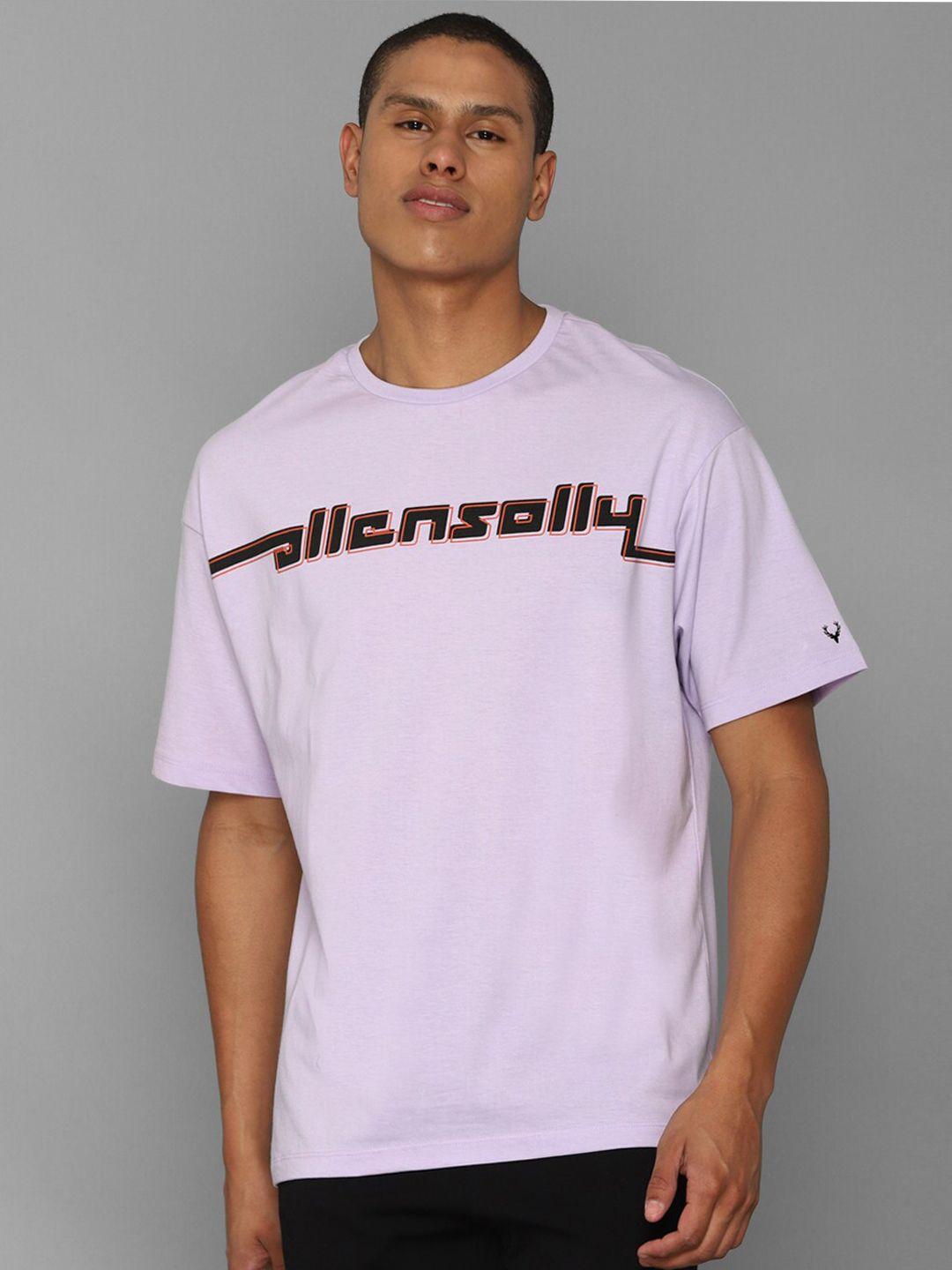 allen solly tribe men purple typography printed cotton t-shirt