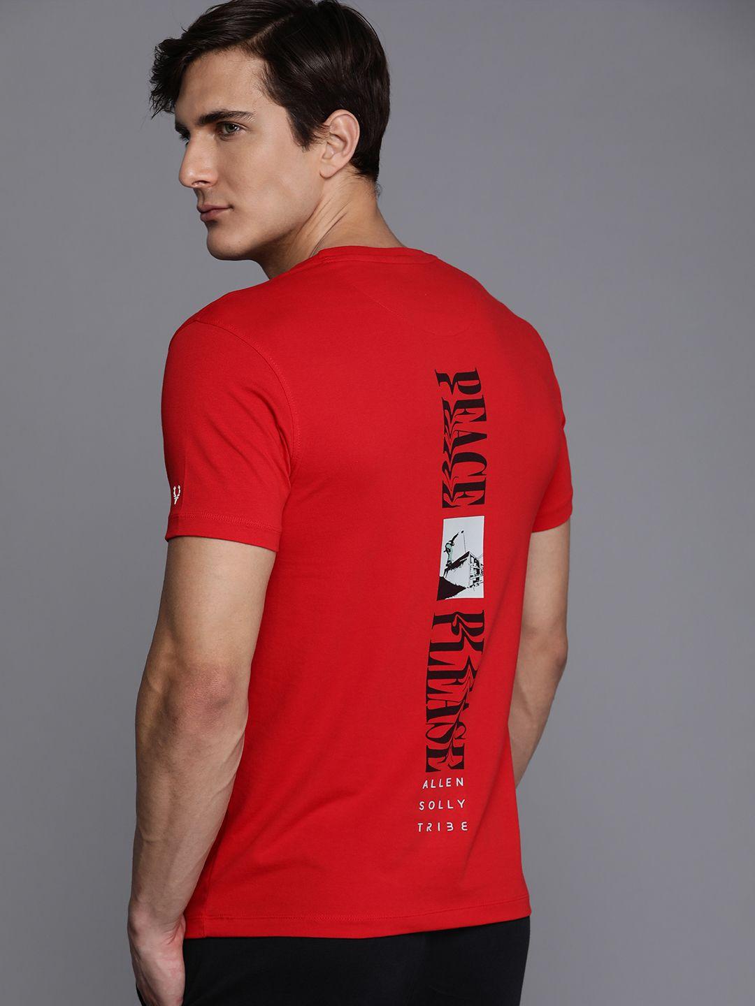 allen solly tribe men red & black typography printed  t-shirt