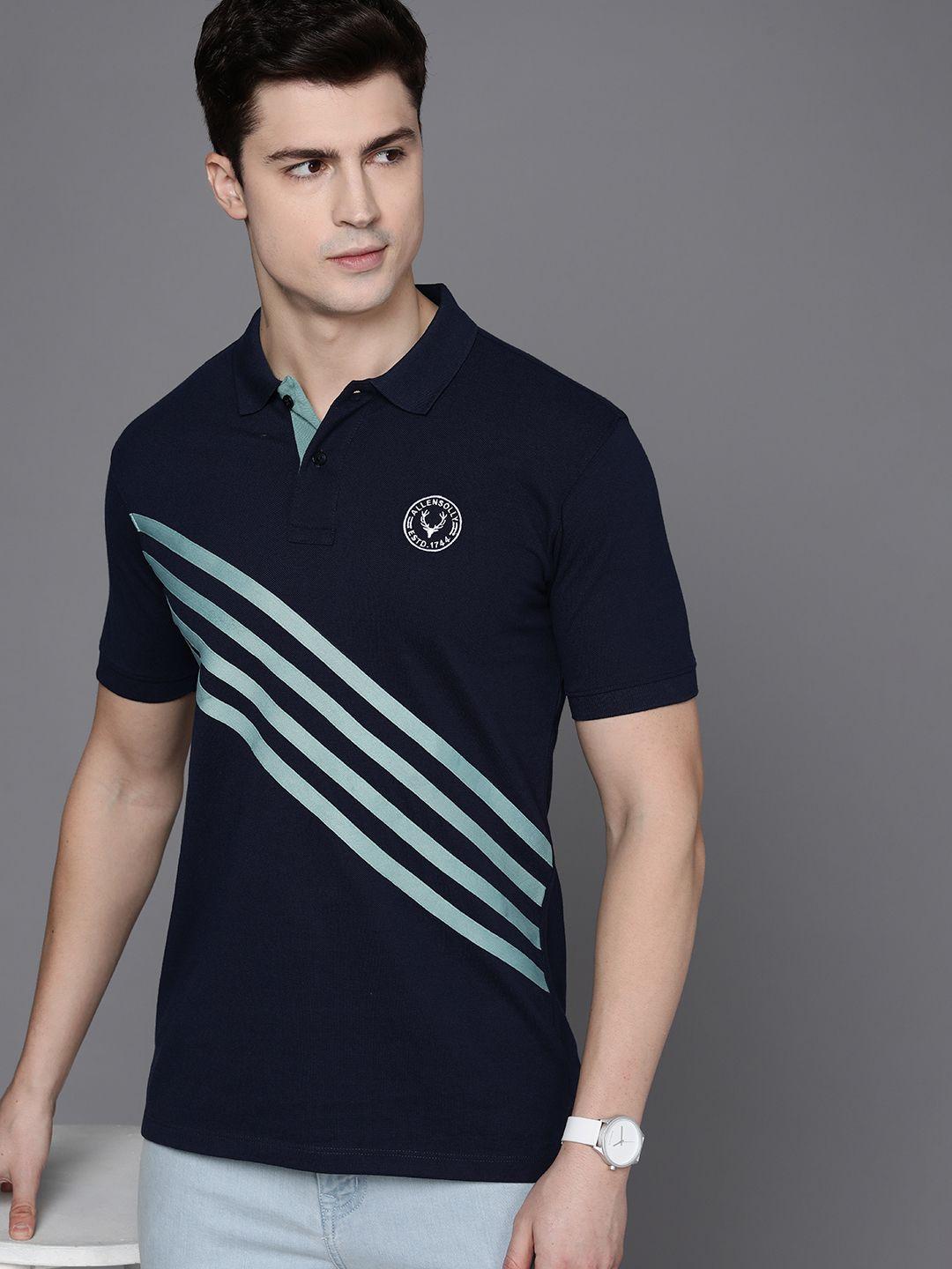 allen solly tribe men striped polo collar t-shirt