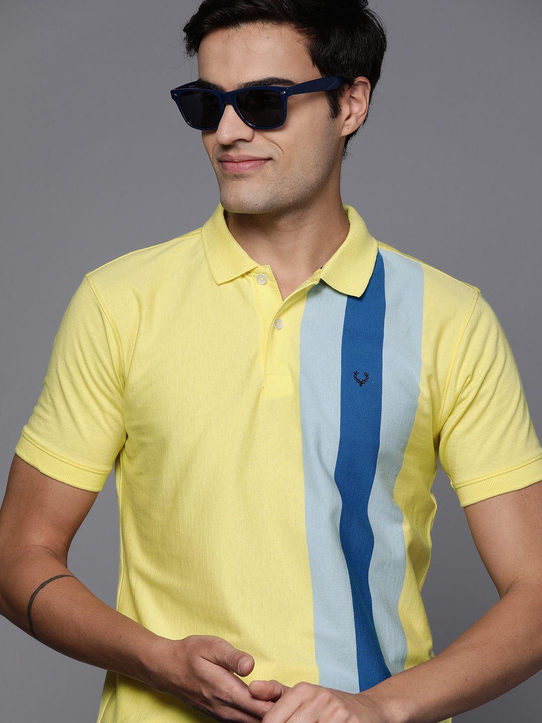 allen solly tribe striped polo collar t-shirt