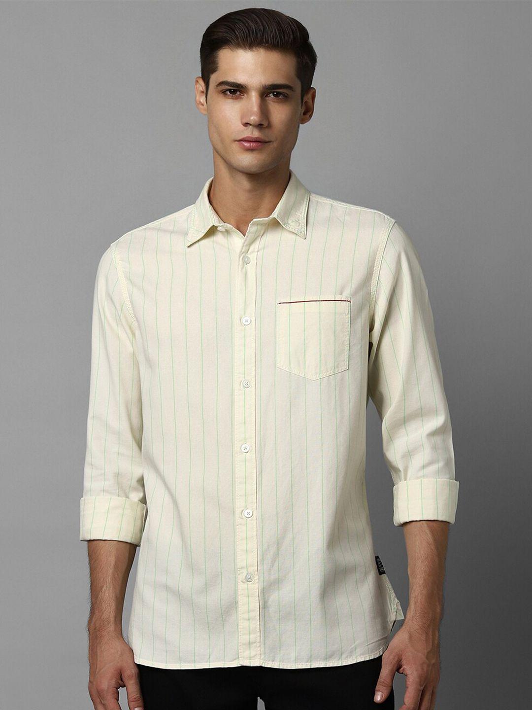 allen solly vertical striped spread collar pure cotton casual shirt