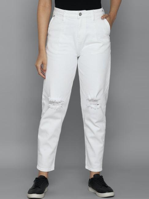 allen solly white cotton mid rise jeans