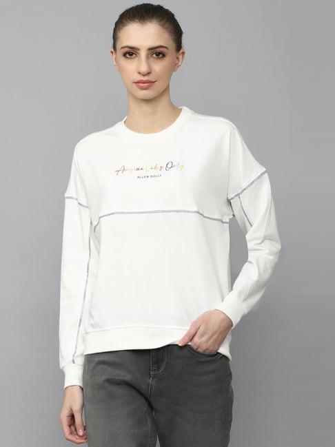 allen solly white cotton printed sweatshirt