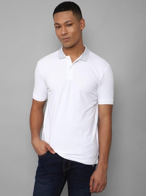 allen solly white cotton regular fit polo t-shirt