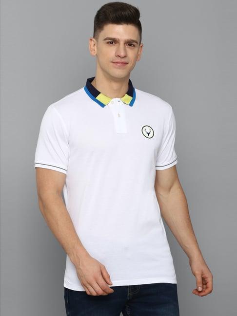 allen solly white cotton regular fit polo t-shirt