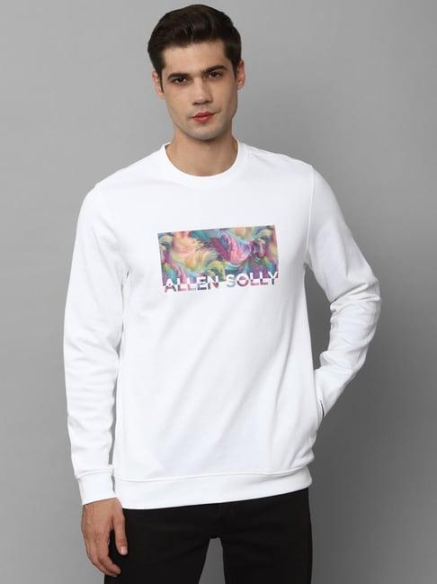 allen solly white cotton regular fit printed sweatshirt