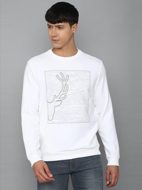 allen solly white cotton regular fit printed sweatshirt