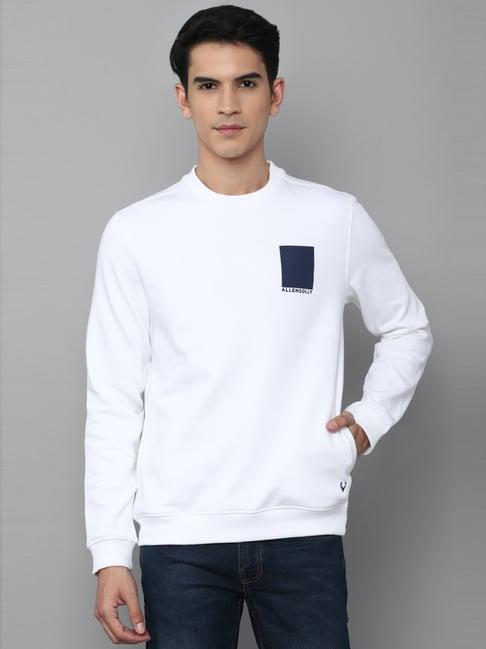 allen solly white cotton regular fit sweatshirt