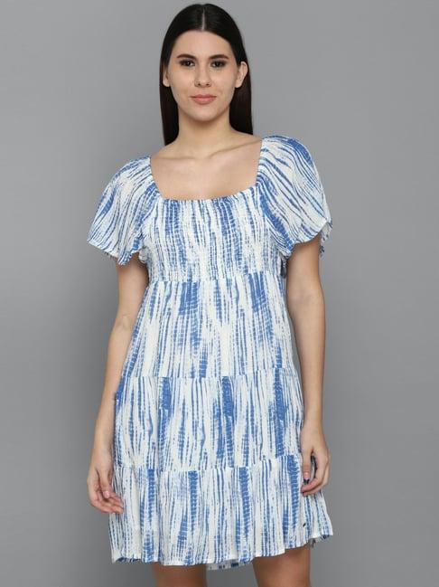 allen solly white printed a-line dress