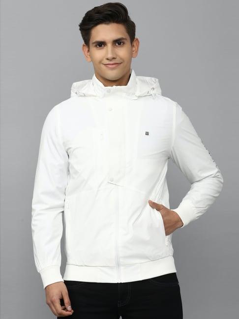 allen solly white regular fit hooded jacket