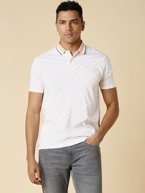 allen solly white regular fit printed polo t-shirt