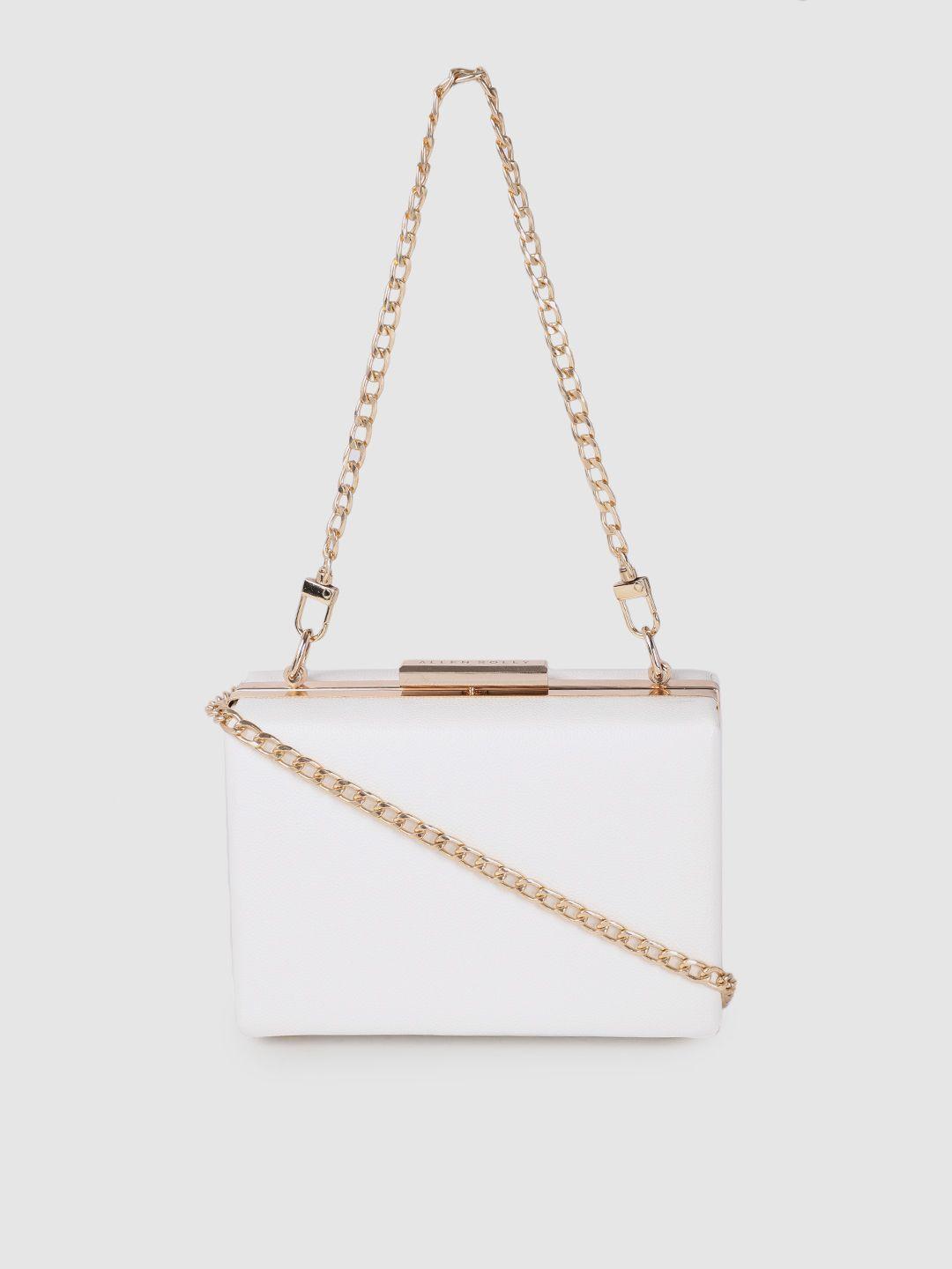 allen solly white solid box clutch