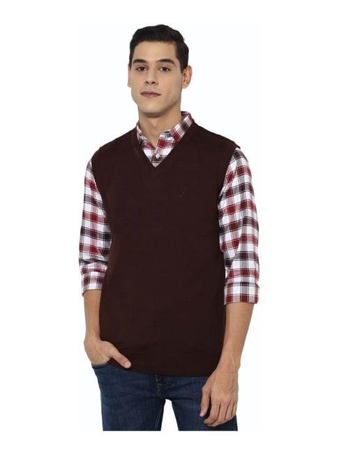 allen solly wine regular fit sweater