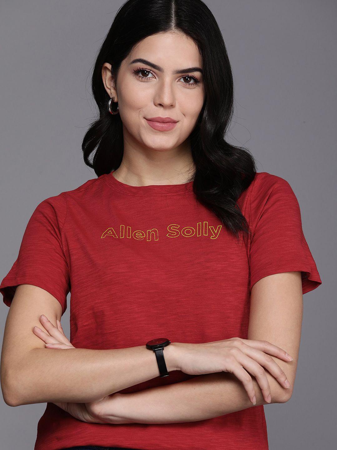 allen solly woman brand logo printed pure cotton t-shirt