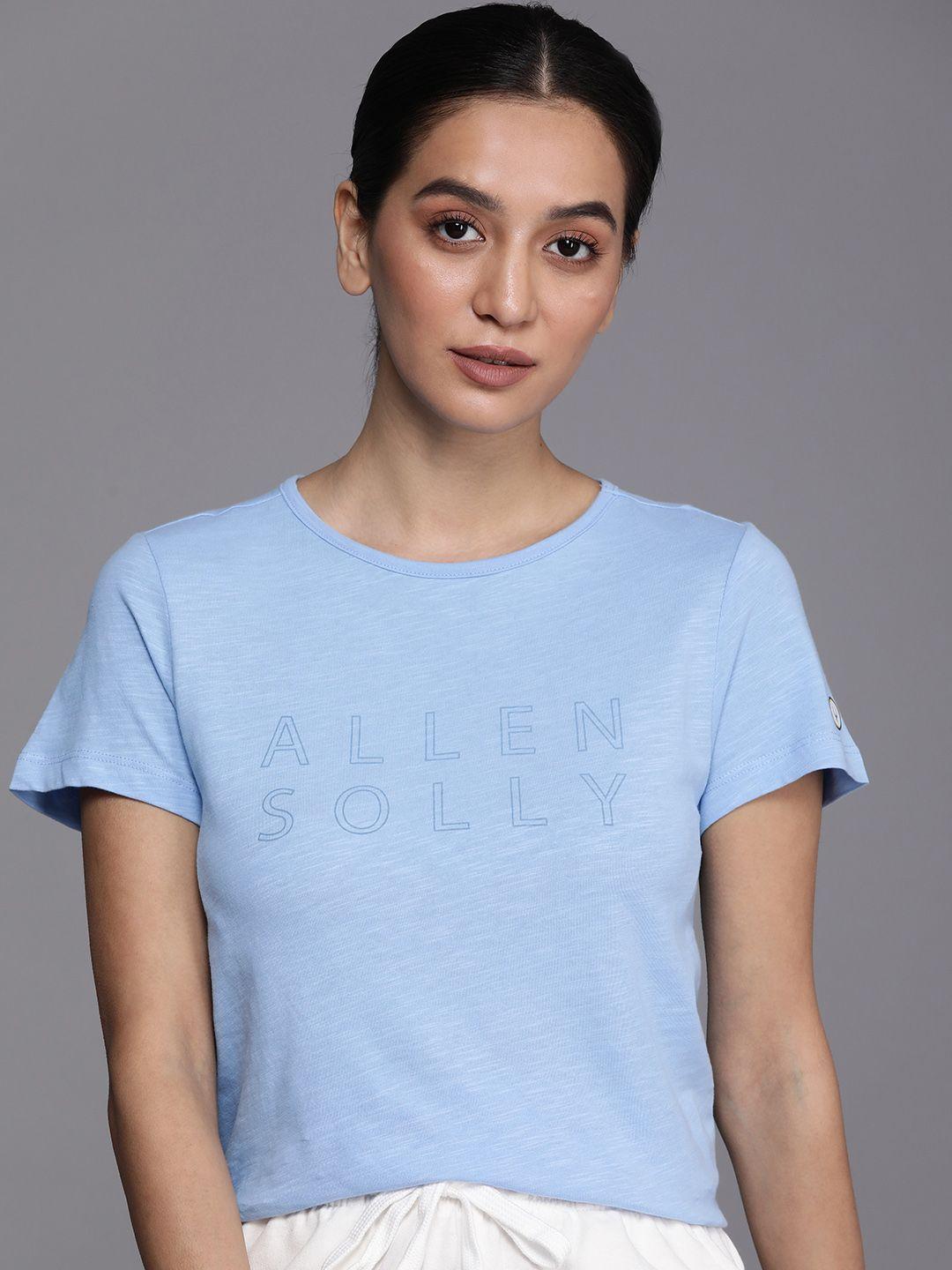 allen solly woman brand logo printed pure cotton t-shirt