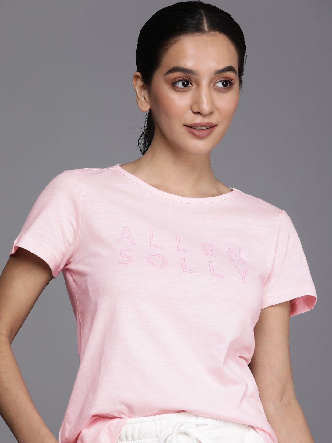 allen solly woman brand logo printed pure cotton t-shirt