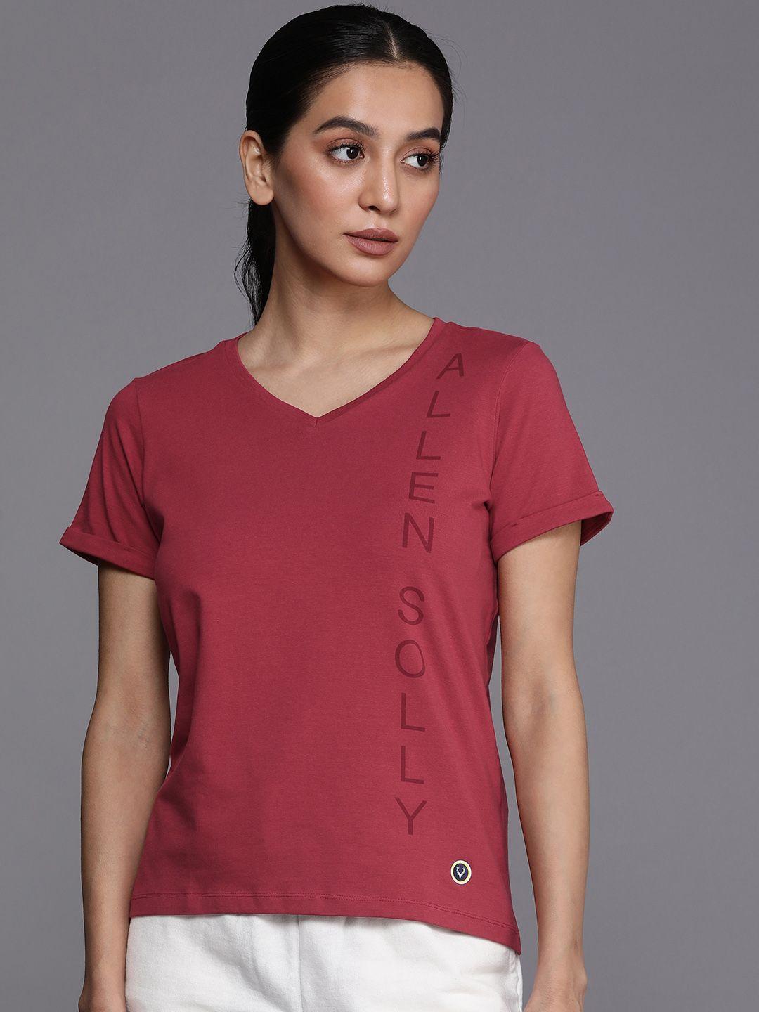 allen solly woman brand logo printed v-neck t-shirt